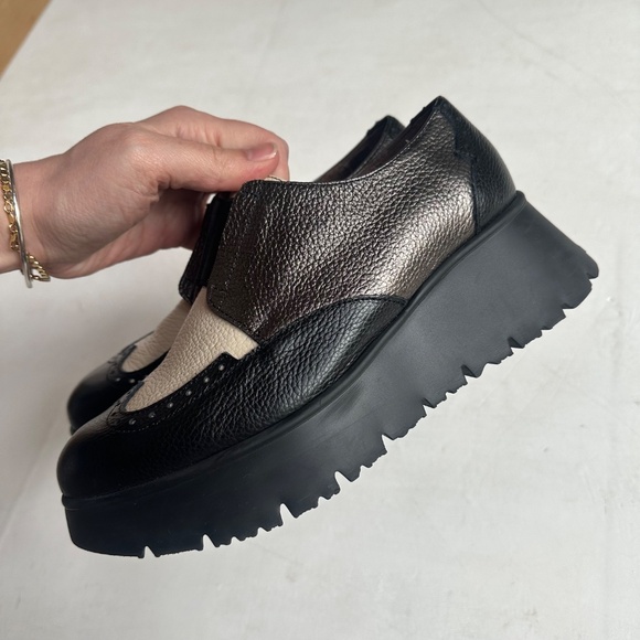 Wonders Salva Black Multi Platform Wingtip Loafers - Picture 3 of 6